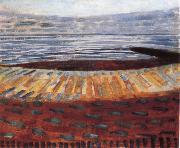 Piet Mondrian Sunset on the sea painting